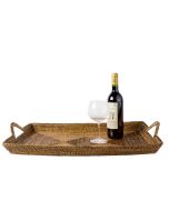 Rattan Rectangular Tray, Slanting, with Wrapped Handles