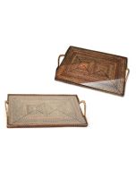 Rattan Rectangular Serving Tray with Glass Bottom