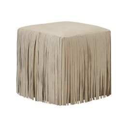 Fringe Leather Ottoman
