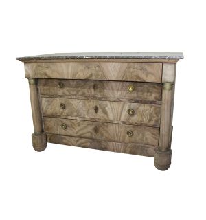 19th C French  Bleached Marble Top Chest 