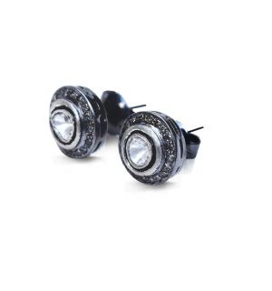 Sliced Diamond + Pave Stud Earrings