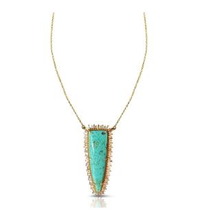 14k Pilot Mountain Turquoise Elongated Triangle Necklace