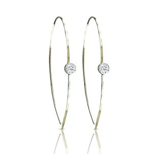 14k Hammered Diamond Earrings