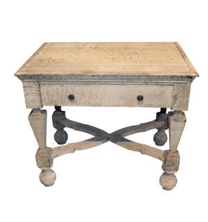 19th C French Antique Bleached Wood Side Table