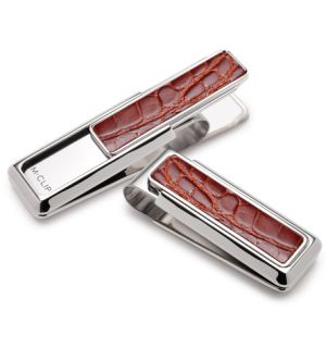 Monterey Rhodium Cognac Alligator Money Clip