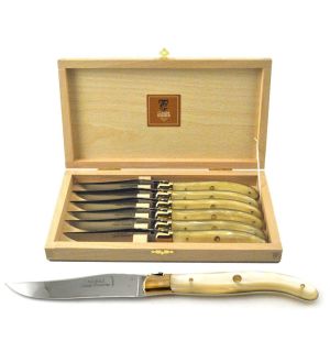 Laguiole Box Of 6 Steak Knives Natural Handle