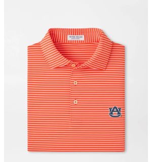 Auburn Tiebreaker Performance Jersey Stripe Polo Orange 