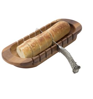 Oval Bread Board with Antler Knife