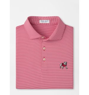 Georgia Standing Bulldog Jubilee Stripe Performance Polo Red3