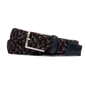 Riverside Stretch Belt with Croc Tabs and Brushed Nickel Buckle 