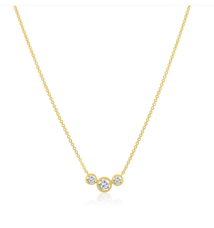 14K Triple Bezel Necklace