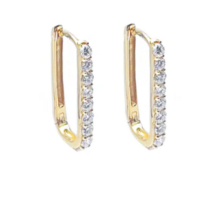 14K Diamond Paperclip Huggies