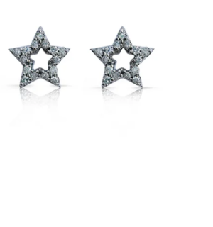 14k White Gold Diamond Star Stud Earrings