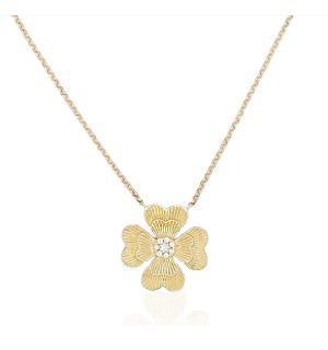 14k Fluted Clover Necklace