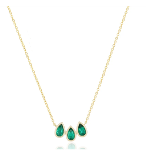 14k Emerald Rain Drop Necklace