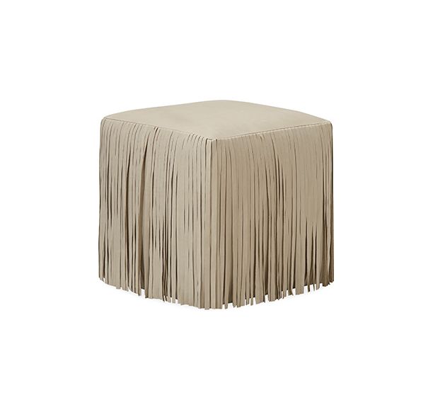Leather sales fringe ottoman