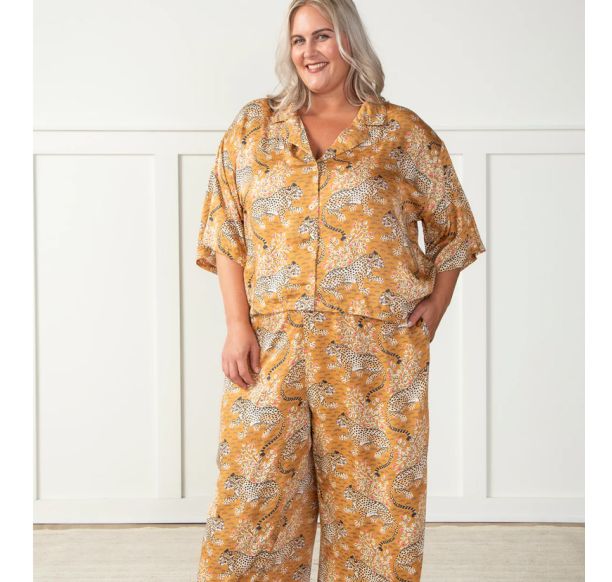 Satin Bagheera PJ Set Tobacco